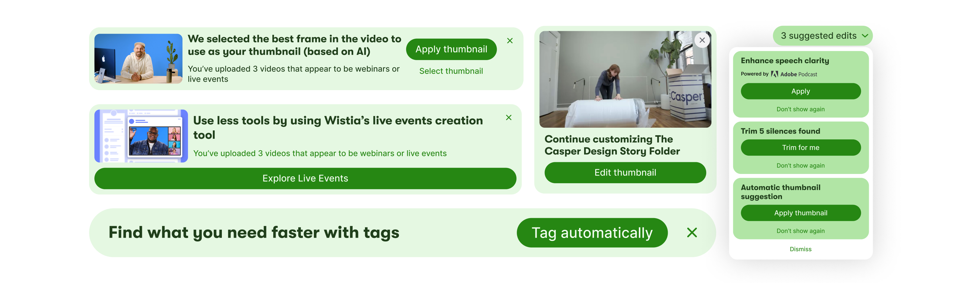 Collection of different nudge implementations across the platform