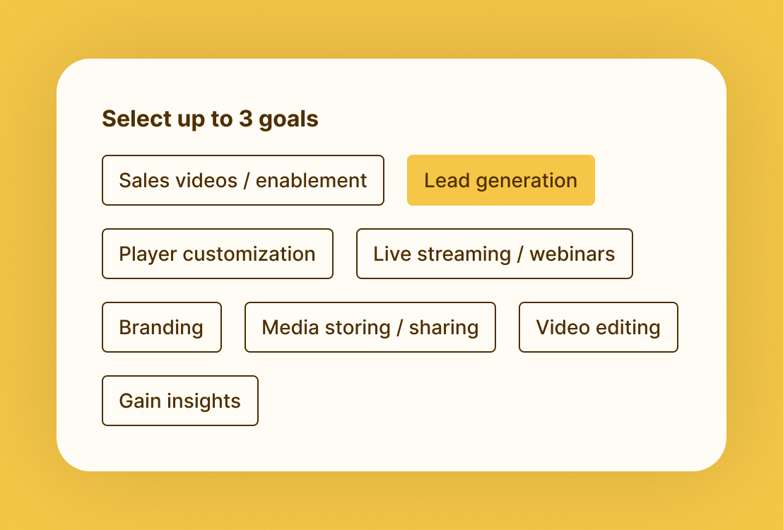 Goals selection interface