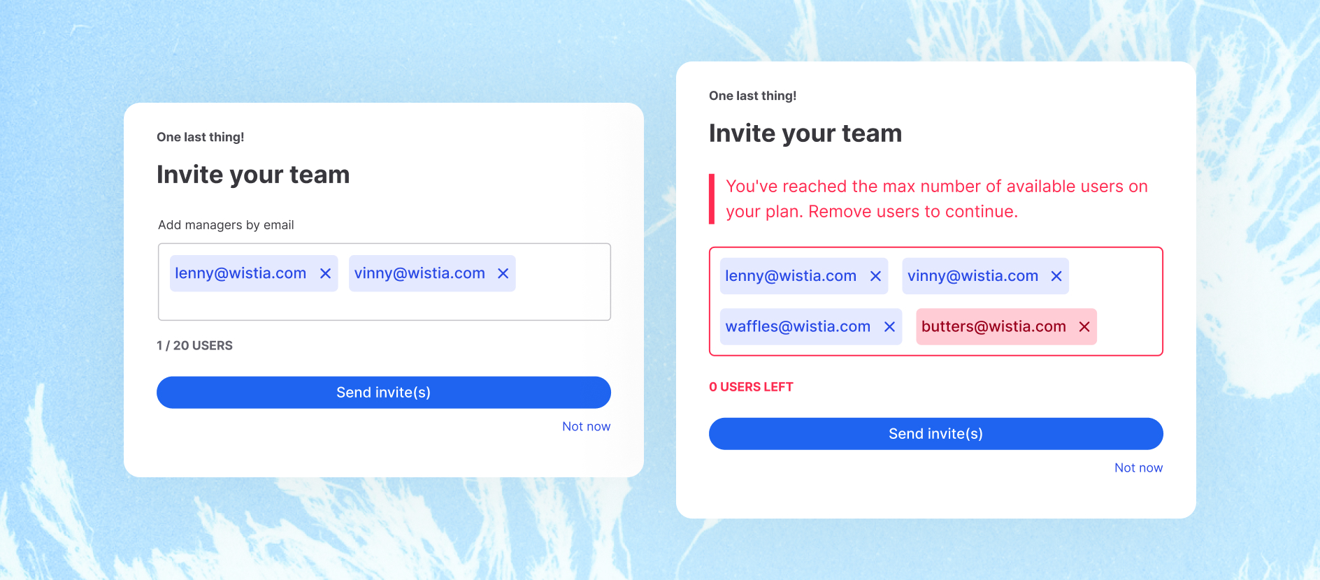 Team invitation interface
