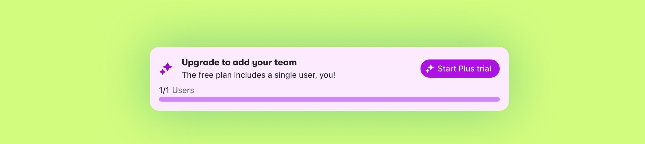 Upgrade banner for team features