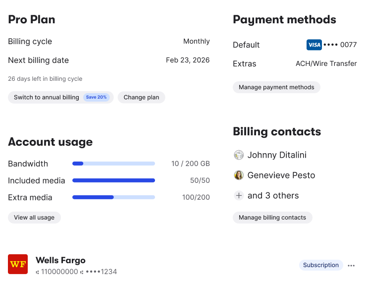 Billing Settings UI preview
